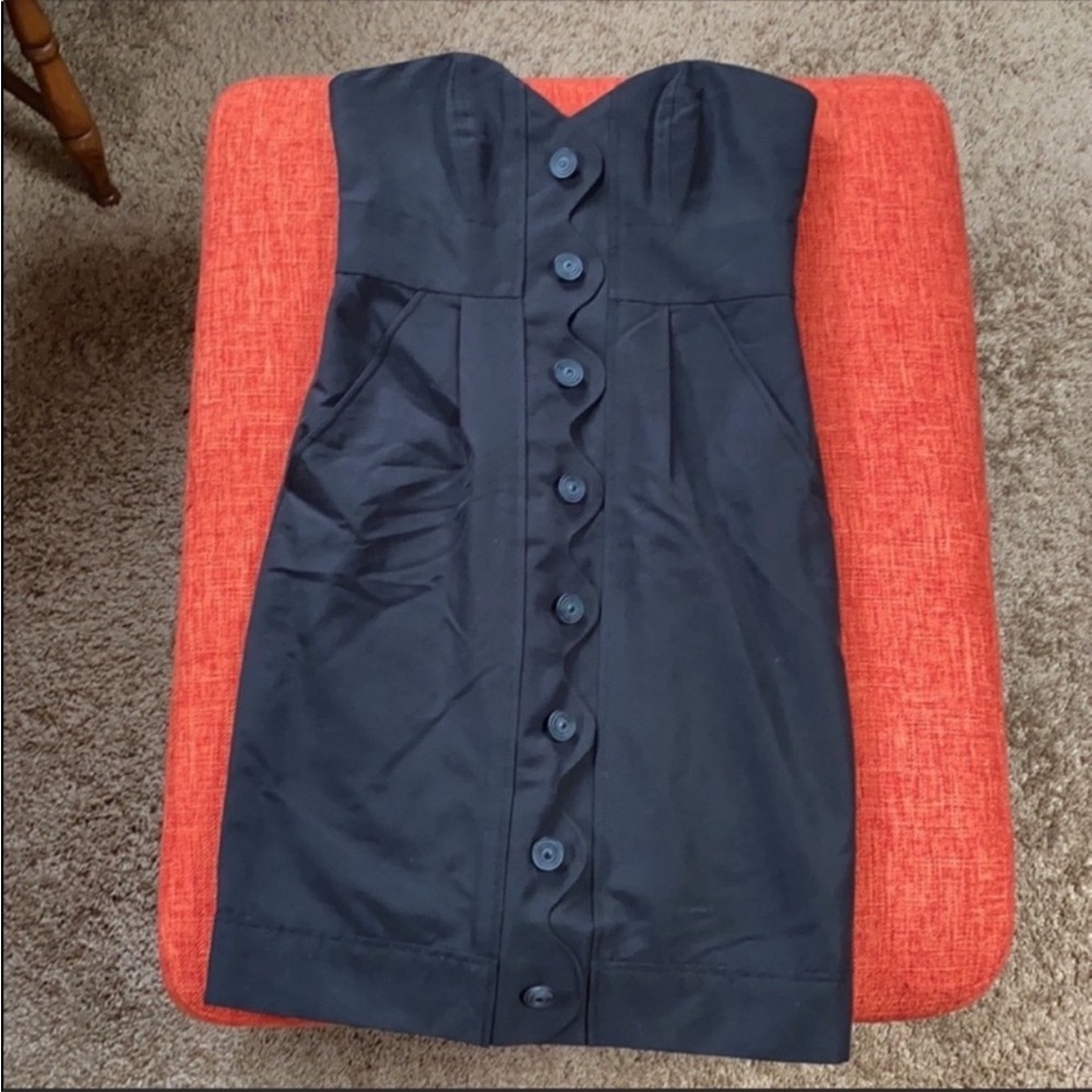 NWT Vintage Tracy Reese Frock Strapless Black Silk Dress